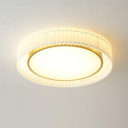 Round Pleated Eclectic Metal Ceiling Lamp