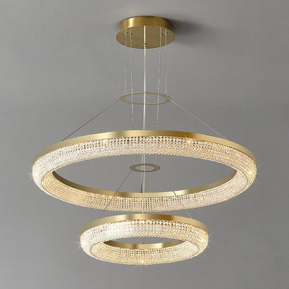 Round Ring Crystal Modern Metal Chandeliers