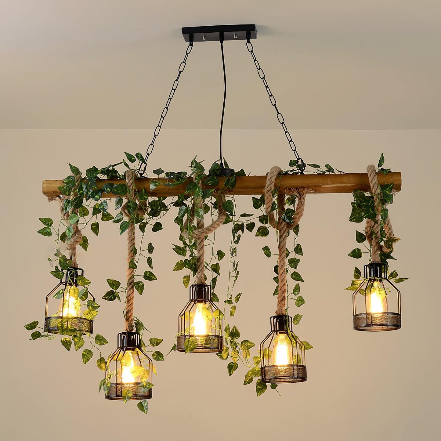 Wooden Rustic Metal Chandelier