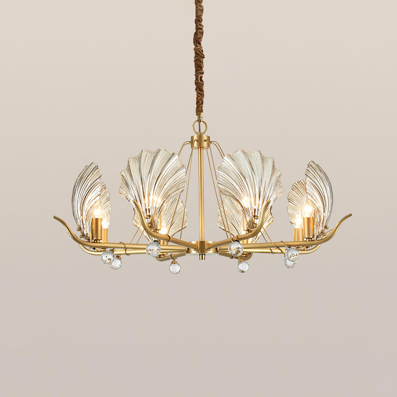 Shell Art Deco Crystal Chandelier