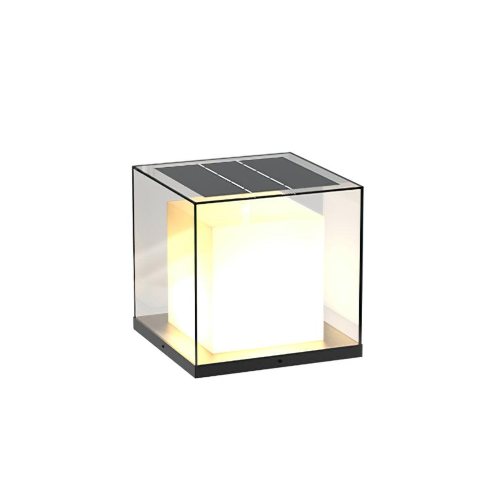 Square Box Modern Crystal Outdoor Post Light