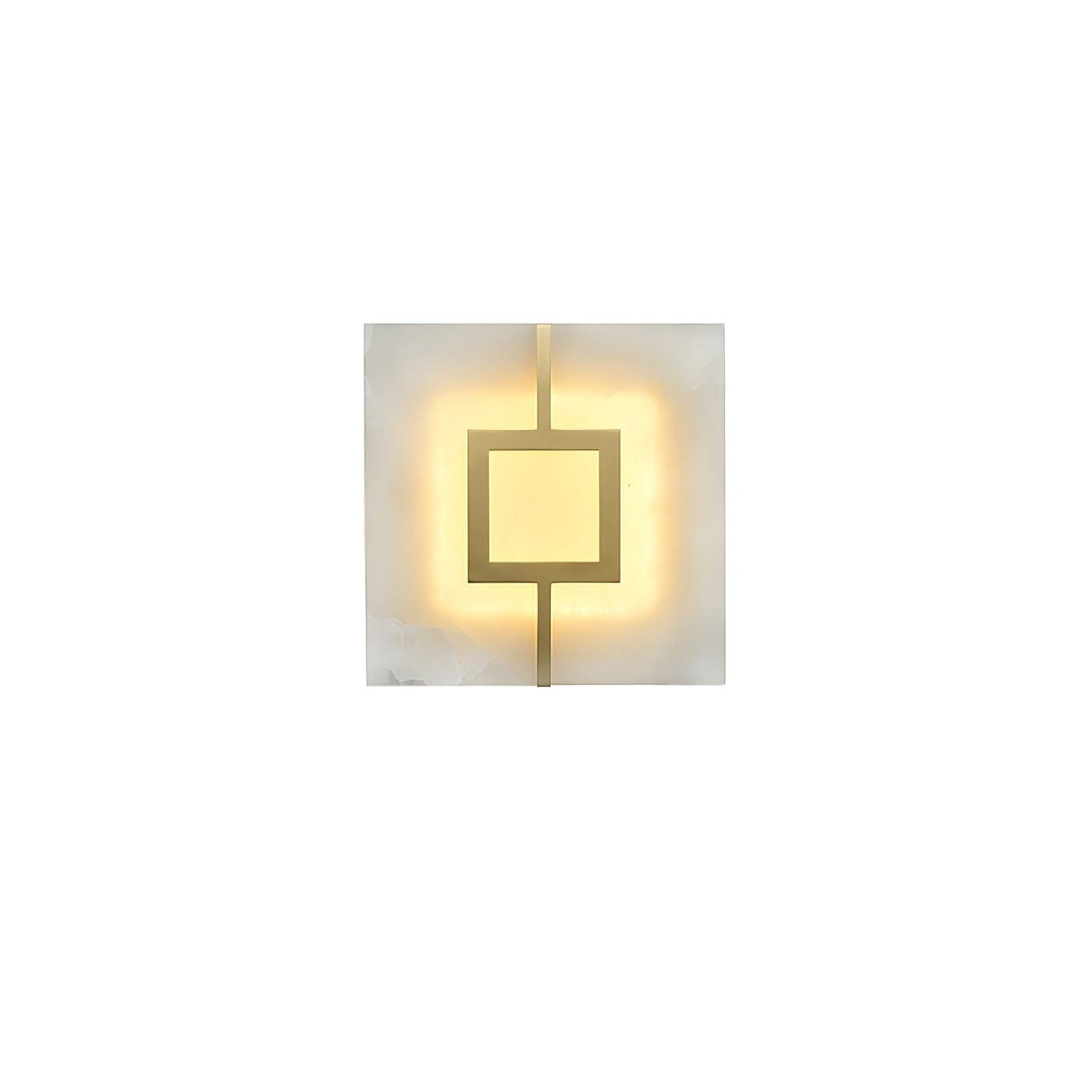 Square Alabaster Modern Brass Wall Lamp