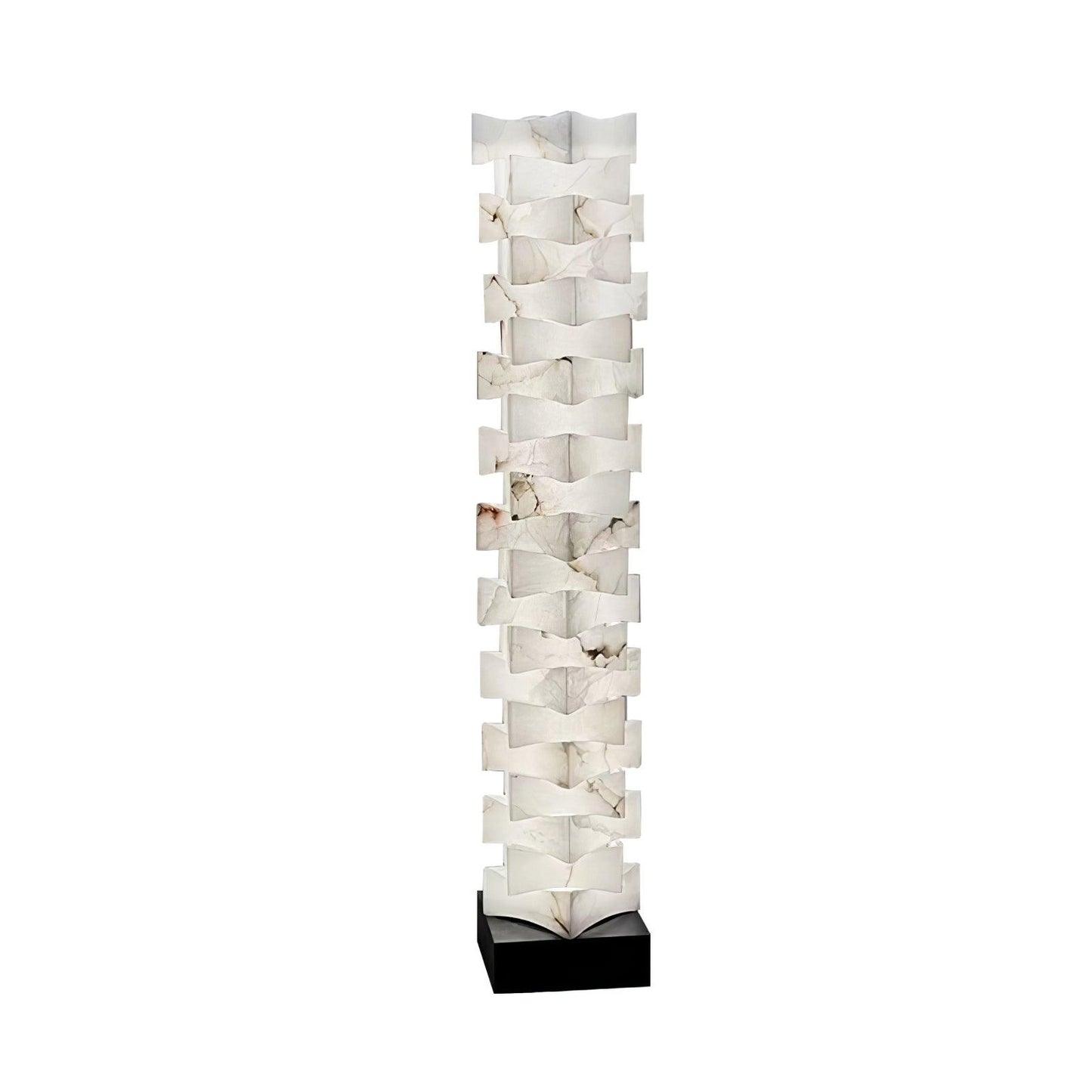 Stacked Alabaster Squares Classic Metal Floor Lamp