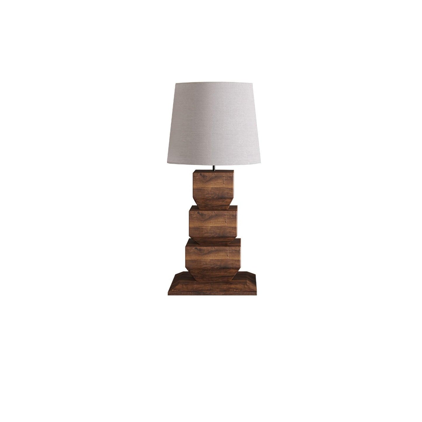 Stacked Wooden Rustic Metal Table Lamp