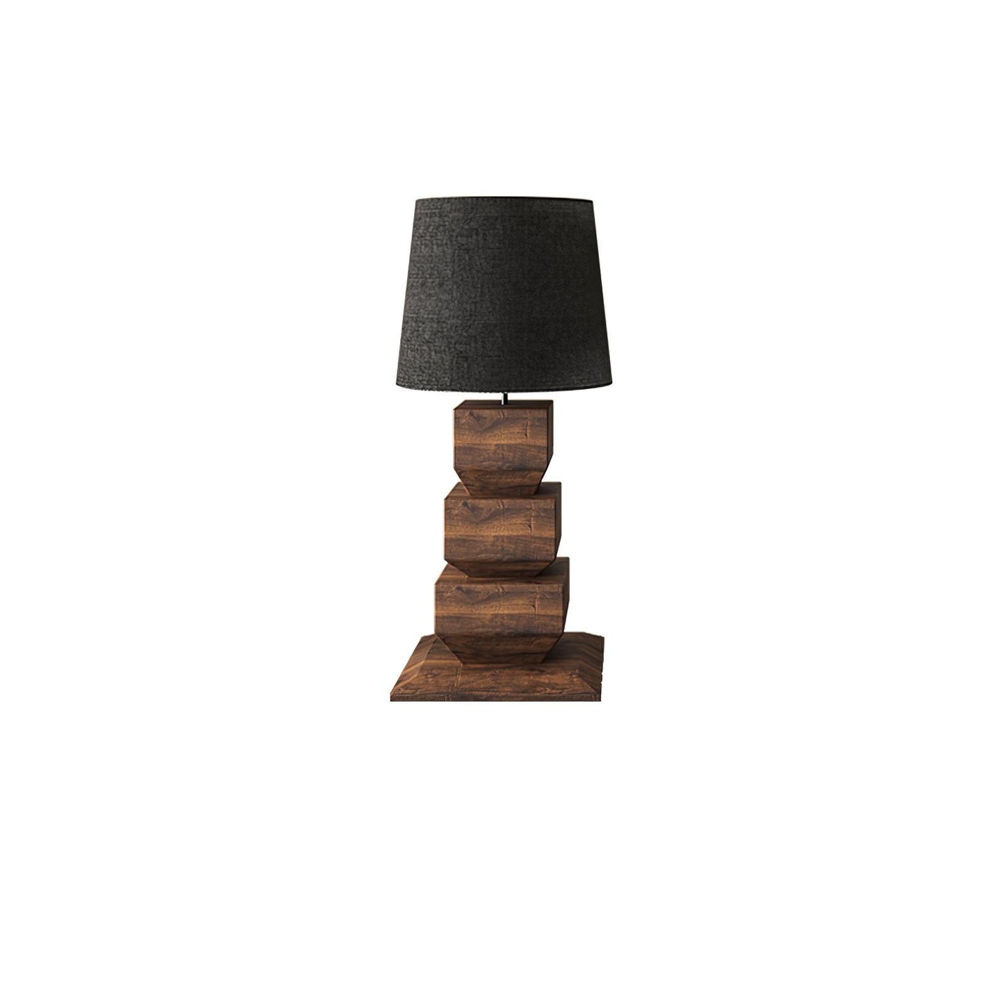 Stacked Wooden Rustic Metal Table Lamp