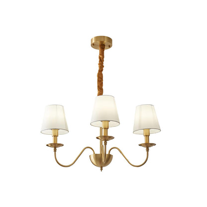 Tapered Fabric Minimalist Brass Chandelier