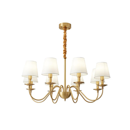 Tapered Fabric Minimalist Brass Chandelier