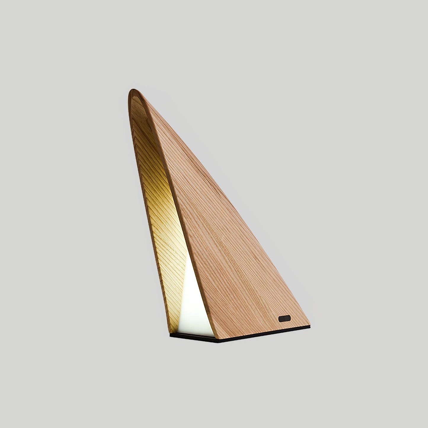 Triangular Built-in Battery Art Deco Wood Table Lamp