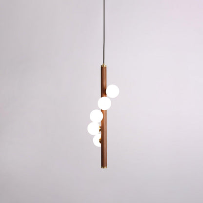 Vertical Orb Timber Eclectic Crystal Pendant Lamp