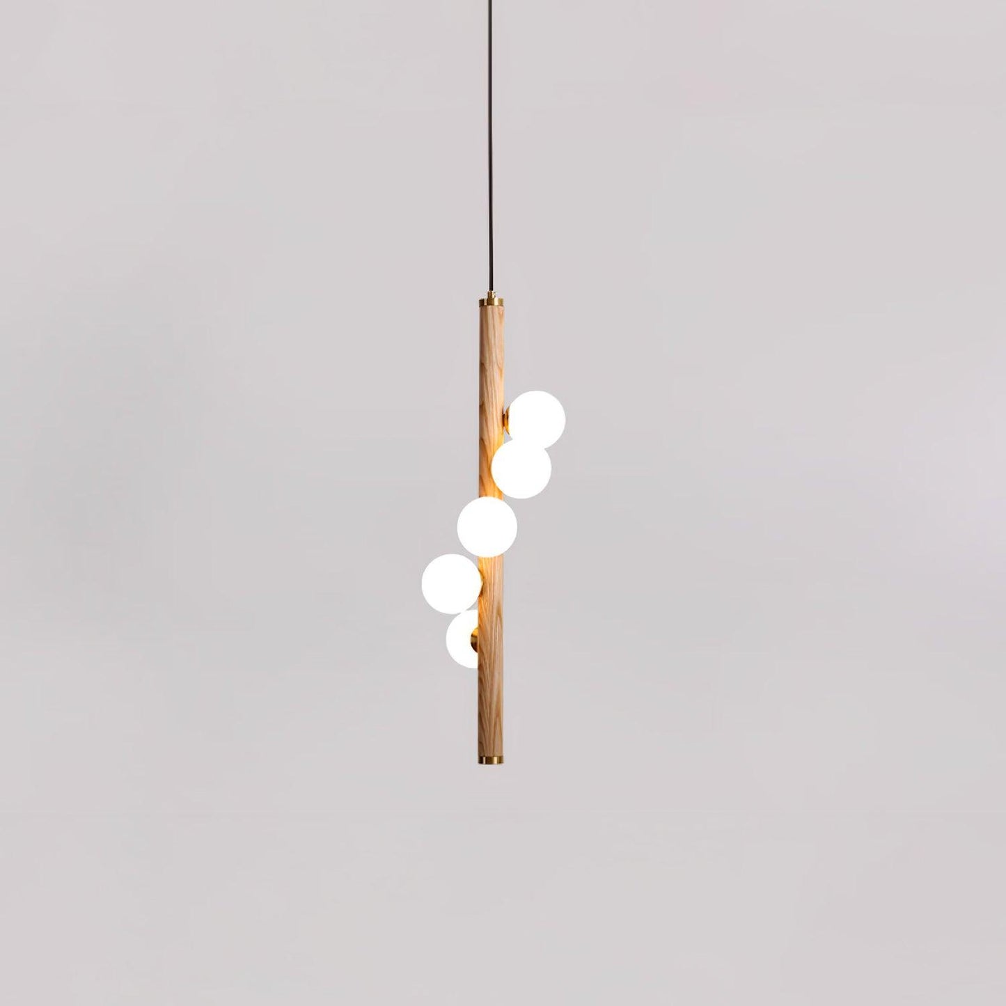 Vertical Orb Timber Eclectic Crystal Pendant Lamp