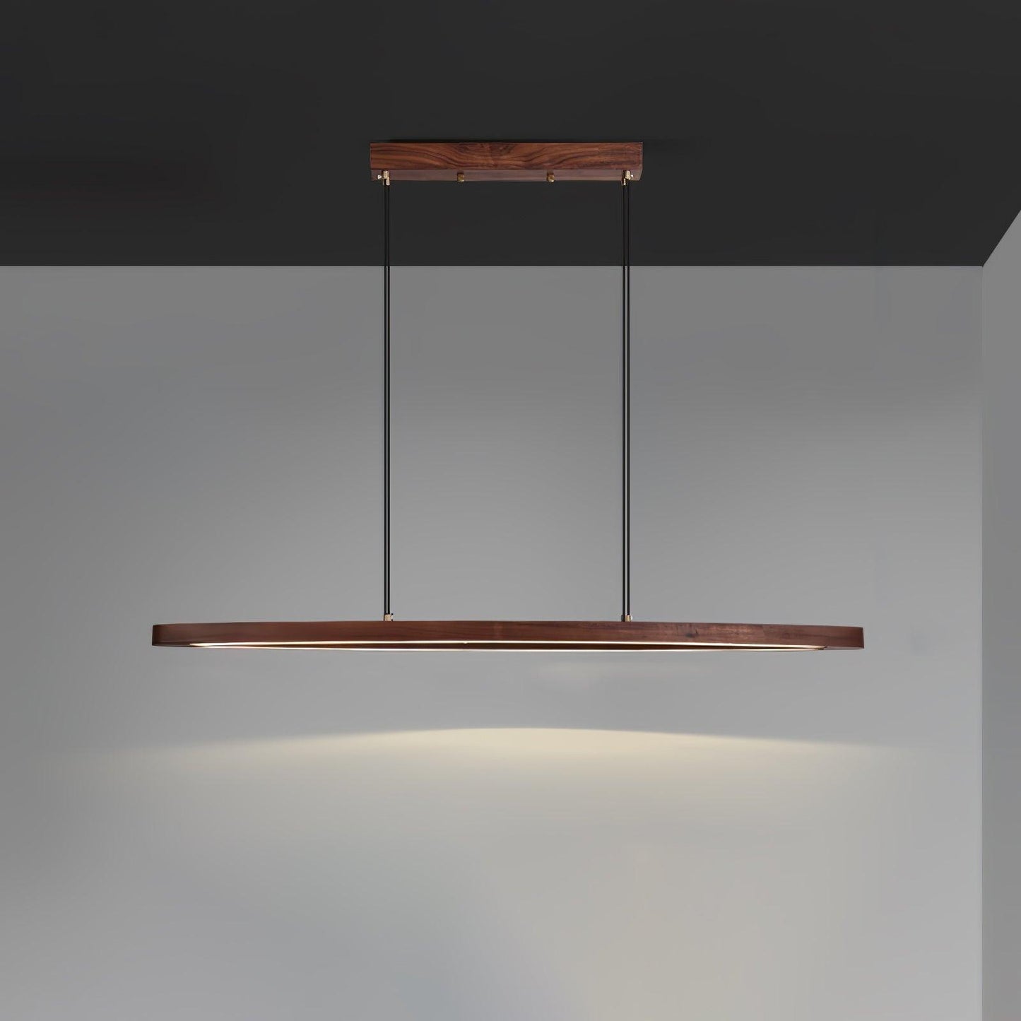 Walnut Arc Linear Modern Metal Pendant Lamp