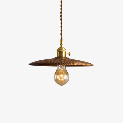 Walnut Conical Classic Brass Pendant Light