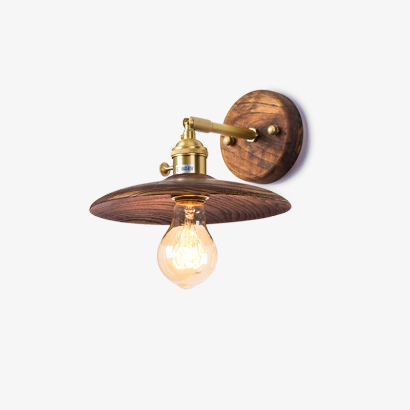 Walnut Flared Classic Brass Wall Light