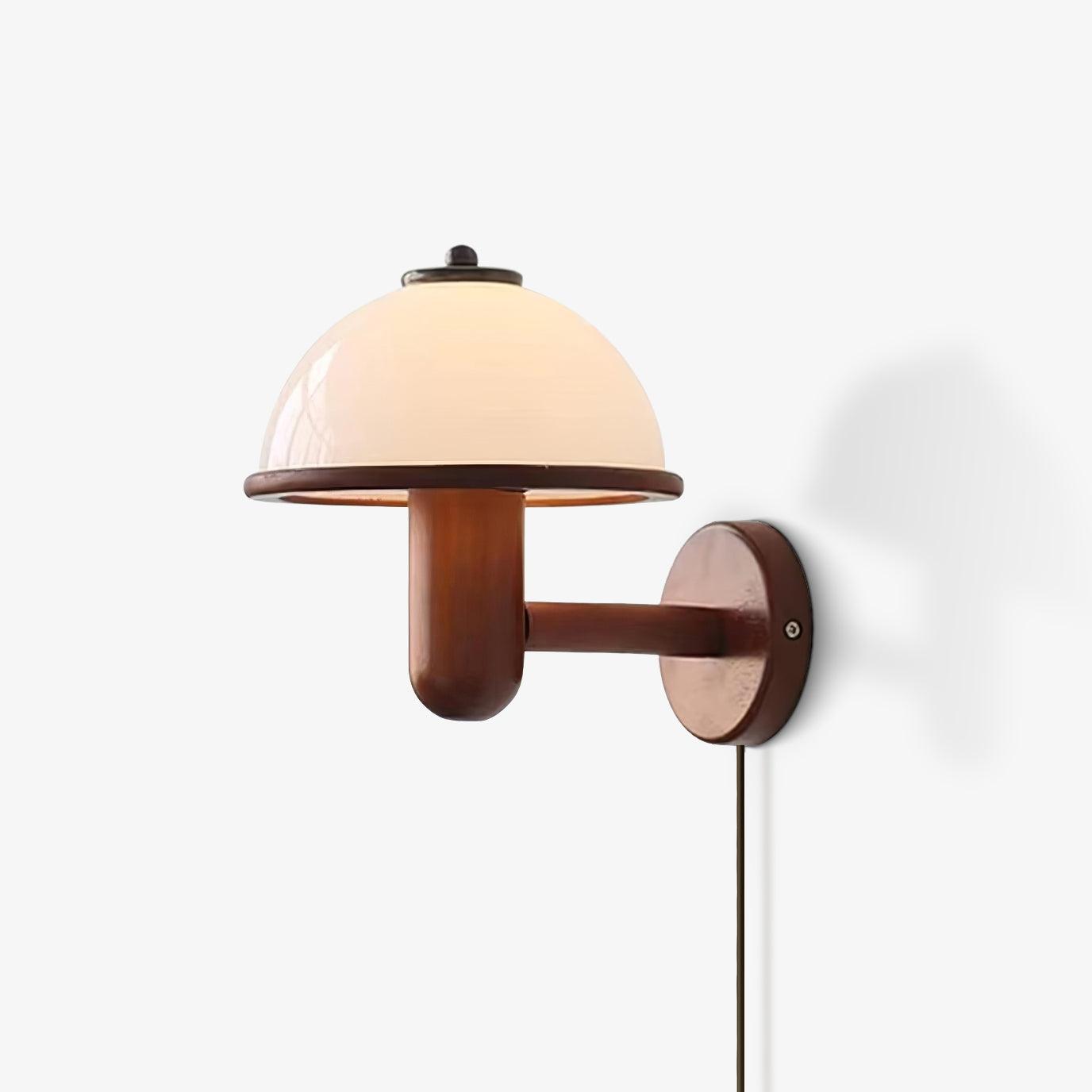 Mushroom Art Deco Wood Wall Lamp