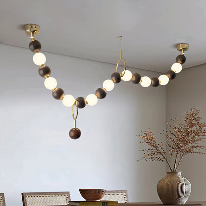 Walnut Bead Necklace Modern Crystal Chandelier