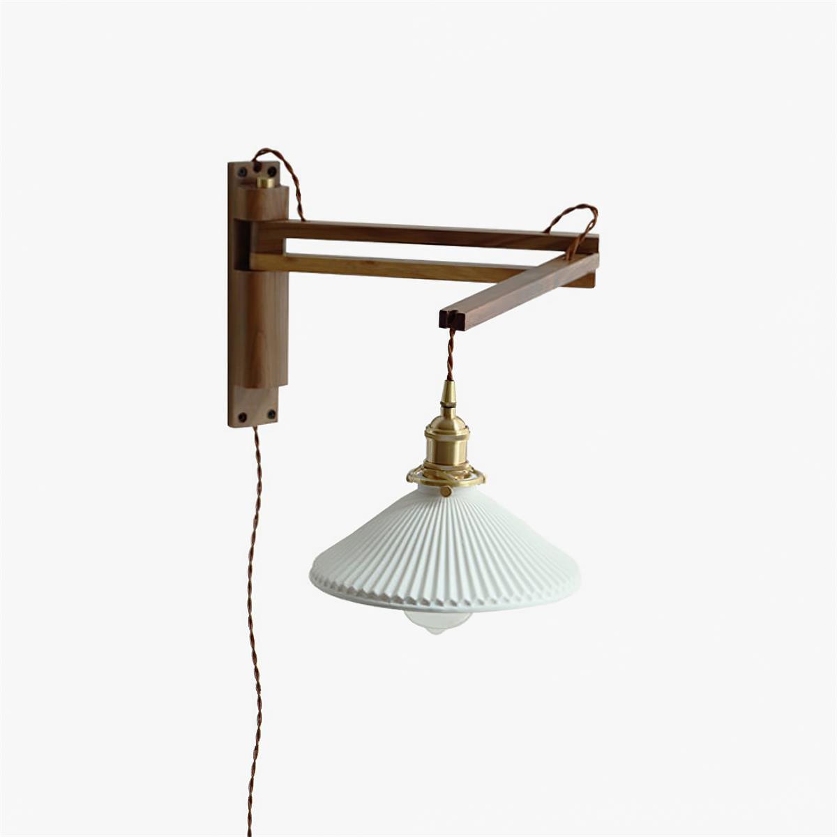 Walnut Telescopic Eclectic Metal Wall Lamp