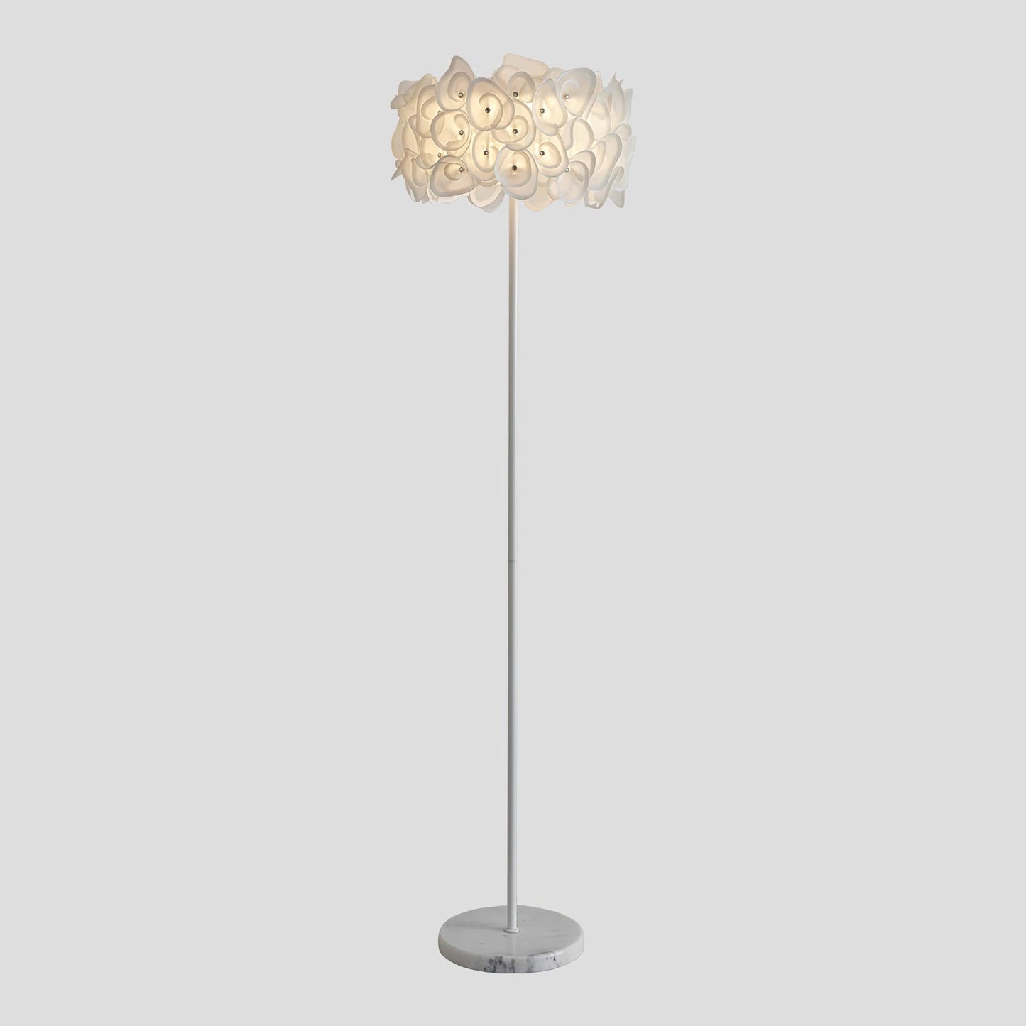 White Hydrangea Eclectic Metal Floor Lamp