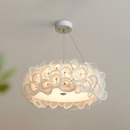 White Hydrangea Eclectic Metal Pendant Lamp