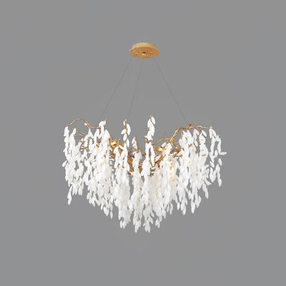 White Jade Branch Modern Brass Chandelier