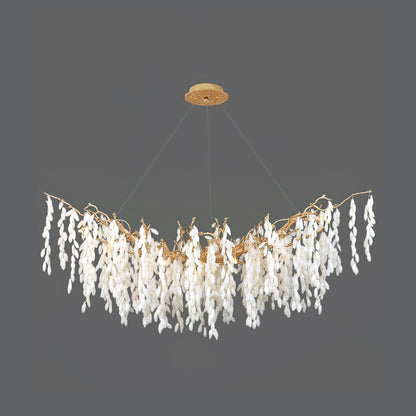 White Jade Branch Modern Brass Chandelier