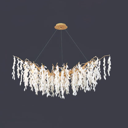 White Jade Branch Modern Brass Chandelier