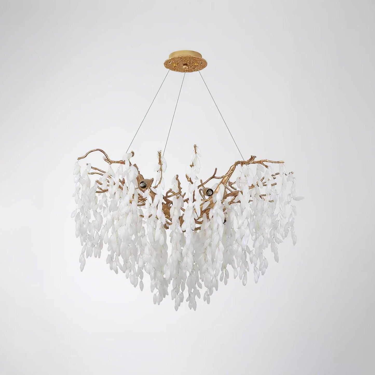 White Jade Branch Modern Brass Chandelier