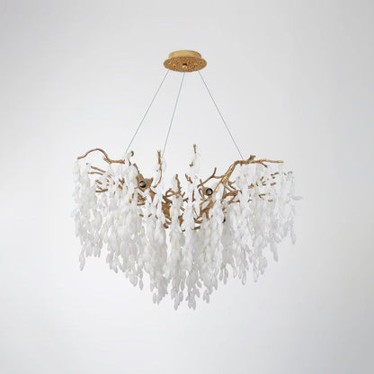 White Jade Branch Modern Brass Chandelier