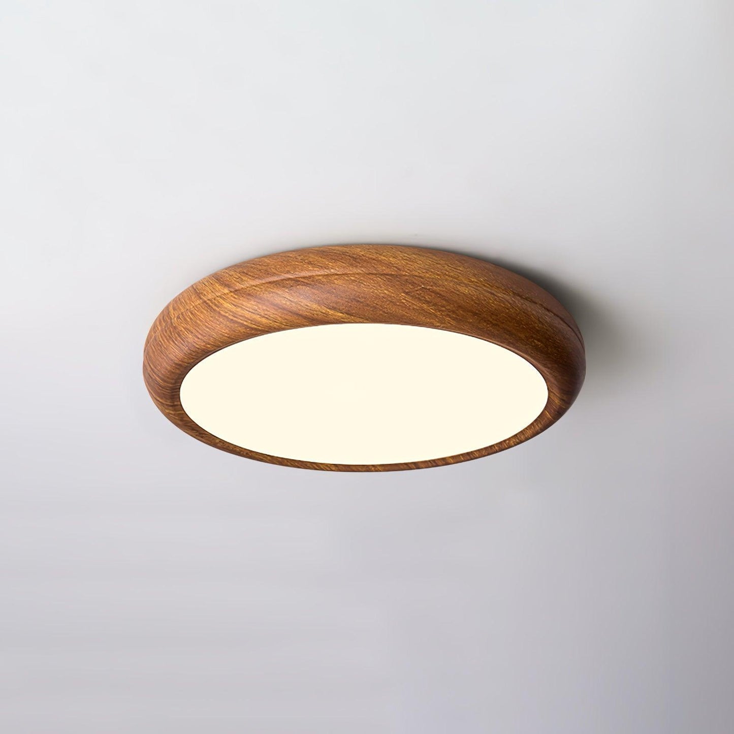 Wood Grain Round Eclectic Metal Ceiling Lamp