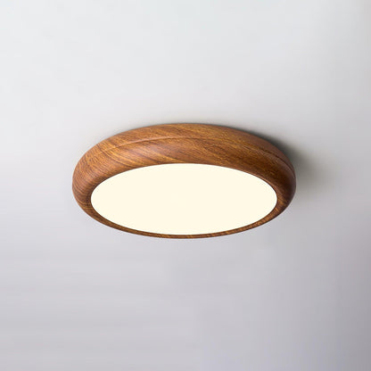 Wood Grain Round Eclectic Metal Ceiling Lamp