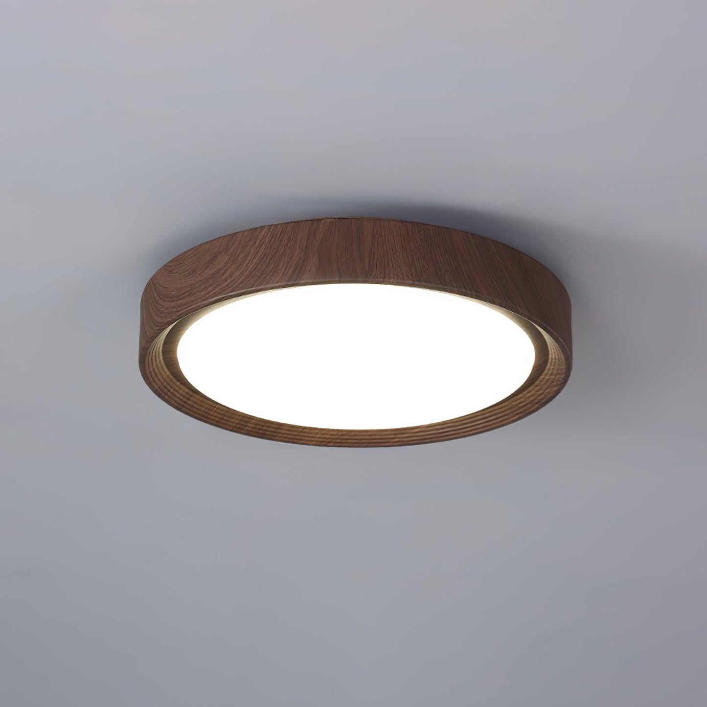 Wood Grain Round Eclectic Metal Ceiling Lamp