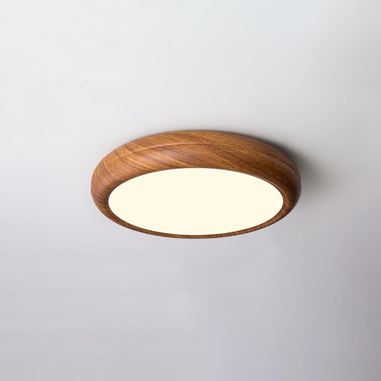 Wood Grain Round Eclectic Metal Ceiling Lamp