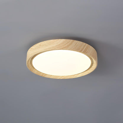 Wood Grain Round Eclectic Metal Ceiling Lamp