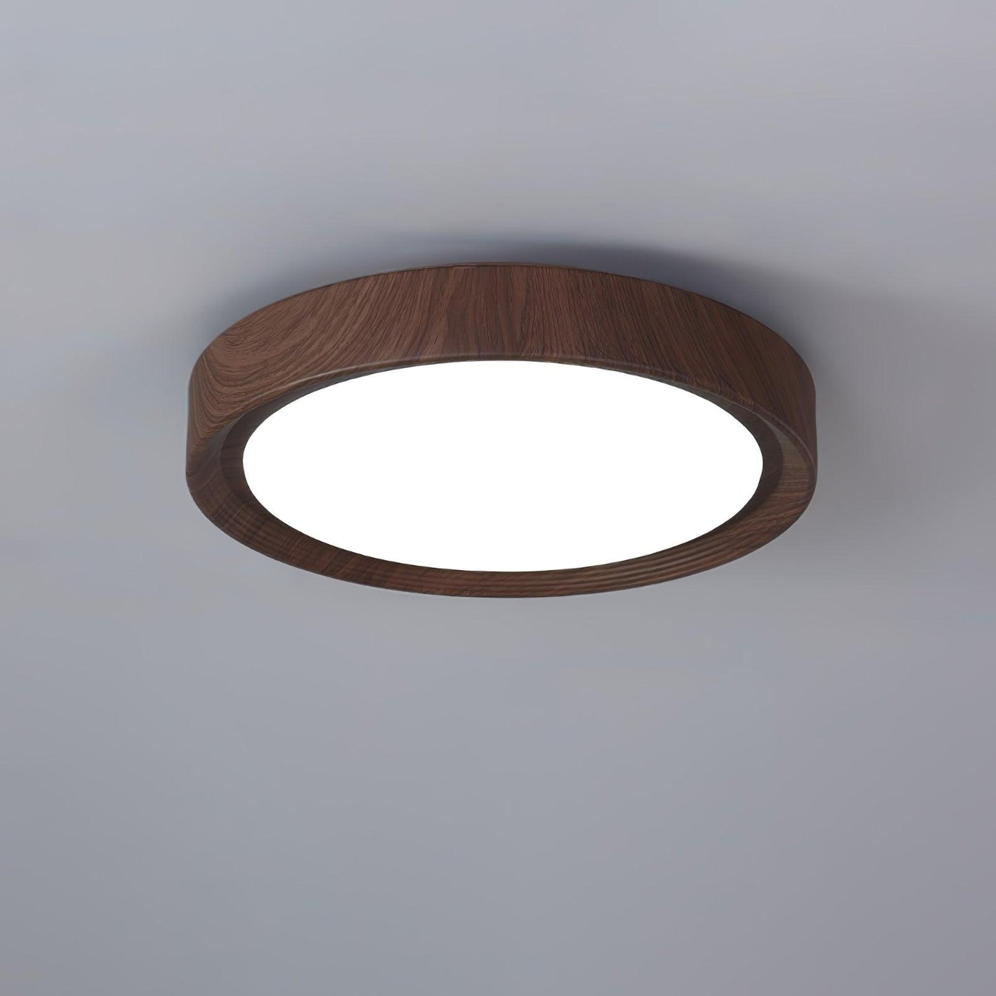 Wood Grain Round Eclectic Metal Ceiling Lamp