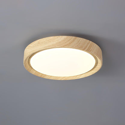 Wood Grain Round Eclectic Metal Ceiling Lamp