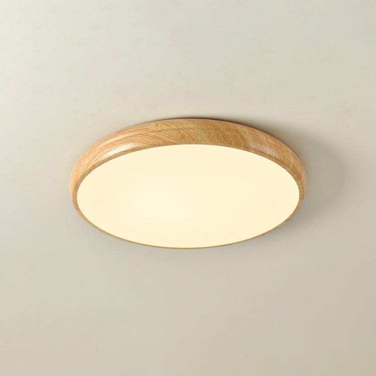 Wood Grain Round Eclectic Metal Ceiling Lamp