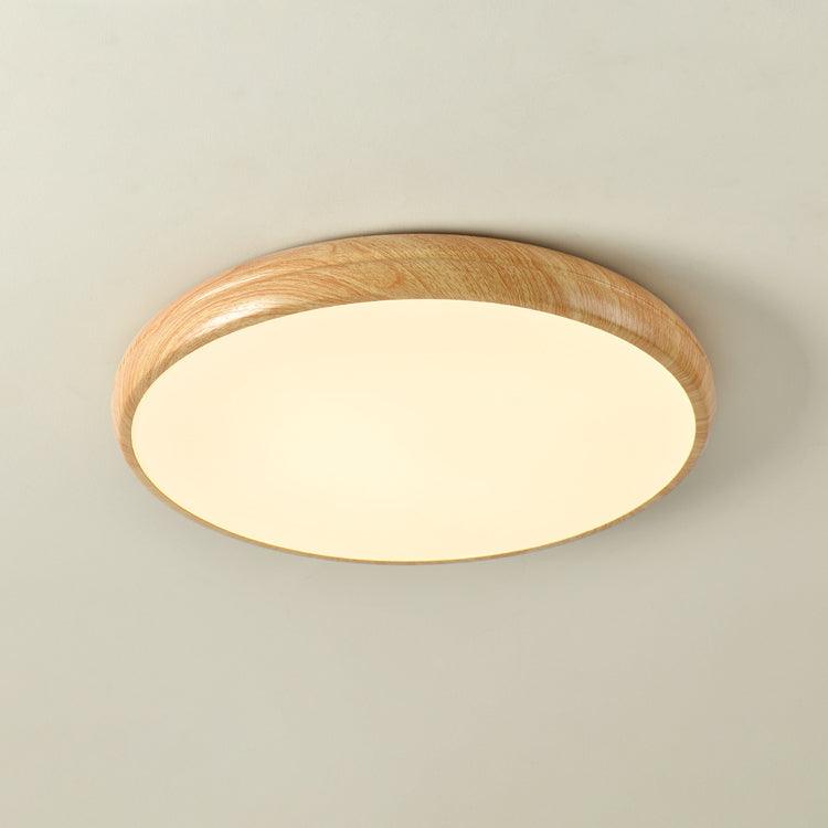 Wood Grain Round Eclectic Metal Ceiling Lamp