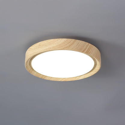 Wood Grain Round Eclectic Metal Ceiling Lamp