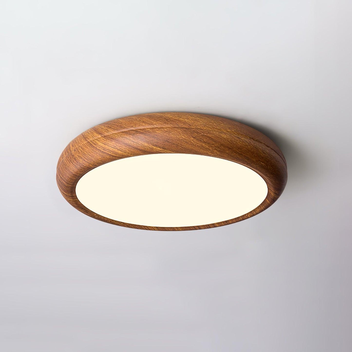 Wood Grain Round Eclectic Metal Ceiling Lamp