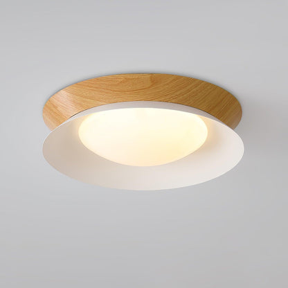 Wood Grain Round Eclectic Metal Ceiling Light