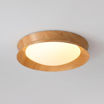 Wood Grain Round Eclectic Metal Ceiling Light