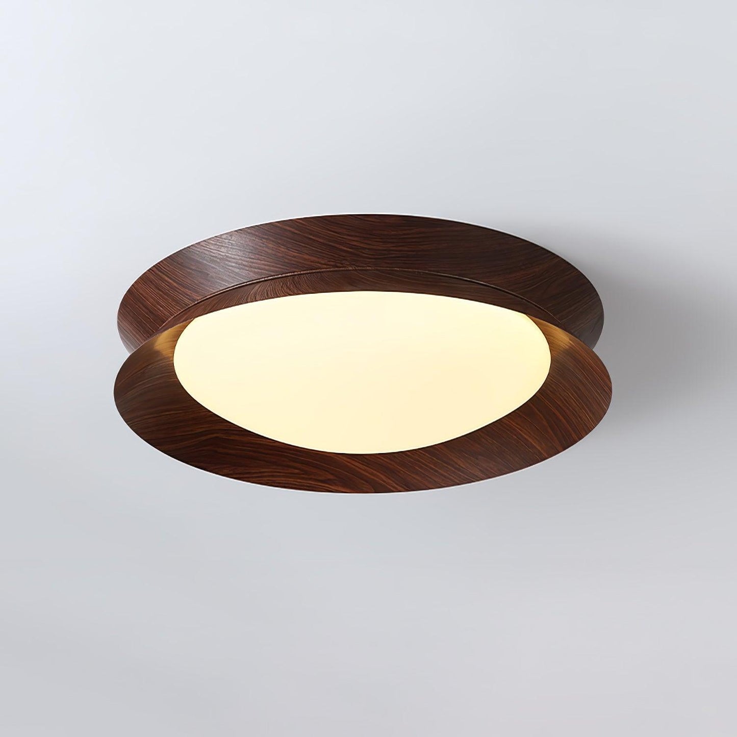 Wood Grain Round Eclectic Metal Ceiling Light