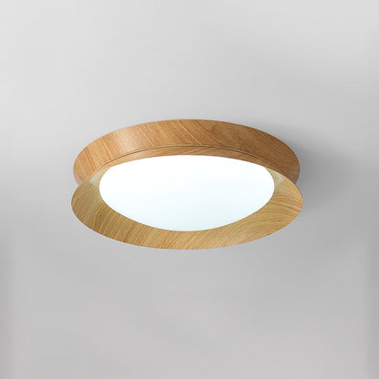 Wood Grain Round Eclectic Metal Ceiling Light