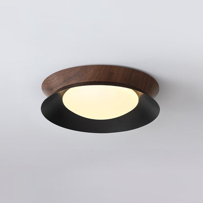 Wood Grain Round Eclectic Metal Ceiling Light