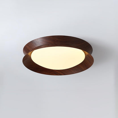 Wood Grain Round Eclectic Metal Ceiling Light