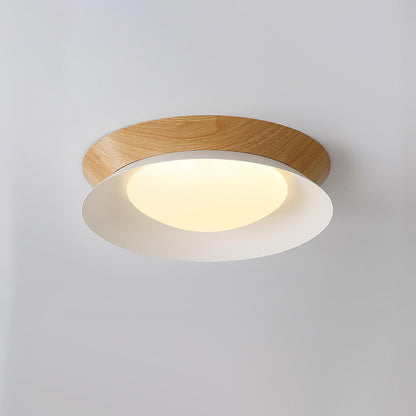 Wood Grain Round Eclectic Metal Ceiling Light