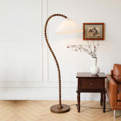 Wooden Bead Eclectic Metal Floor Lamp