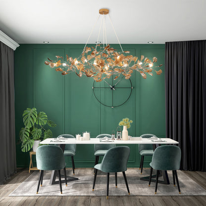 Acrylic Ginkgo Leaf Contemporary Metal Chandelier