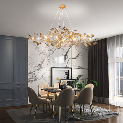 Acrylic Ginkgo Leaf Contemporary Metal Chandelier