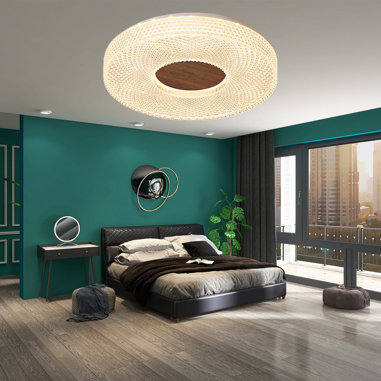 Acrylic Halo Round Contemporary Metal Ceiling Light