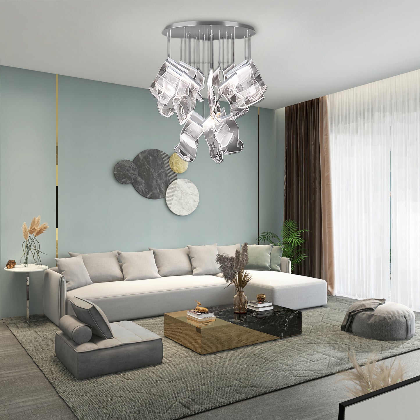 Acrylic LED Eclectic Metal Chandelier